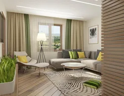 Living Room Interior In Beige-Green Tones