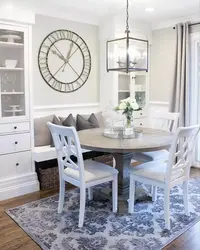 Round table in the interior of the kitchen living room