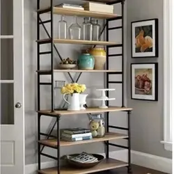 Shelving in the kitchen in the interior