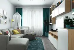 Design Of Living Room, Bedroom And Children'S Room In One Room