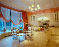 Kitchen with stained glass window design photo