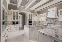 White marble in the kitchen interior photo