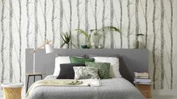 Wallpaper with leaves in the bedroom photo