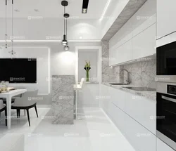 Marble in the interior of the kitchen living room