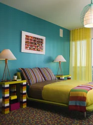 Зялёны з жоўтым у інтэр'еры спальні