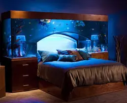 Akvarium ilə yataq otağı interyeri