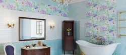 Bathroom tiles with flowers photo