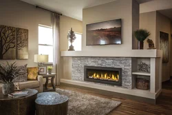 Living rooms with artificial fireplace photo