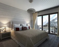 Bedroom interior made of laminated timber