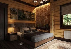 Інтэр'ер спальні з клеенага бруса