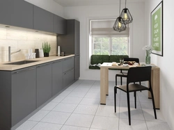 Gray Porcelain Tiles In The Kitchen Interior