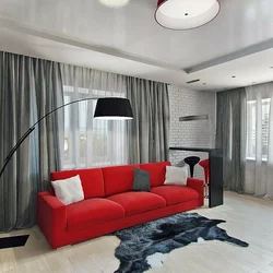 Красные диваны в интерьере гостиной фото