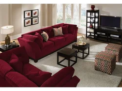 Красные диваны в интерьере гостиной фото