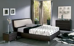 Bedroom interior with wenge bed