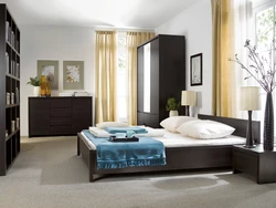 Bedroom interior with wenge bed