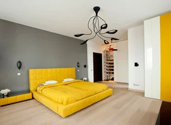 Yellow Bed In The Bedroom Interior