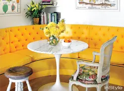 Yellow Sofa In The Kitchen Interior