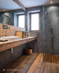 Bathroom interior concrete wood
