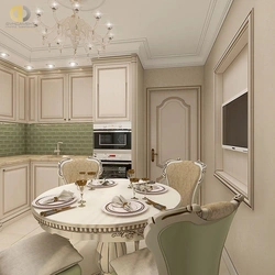 Kitchen interior in beige style