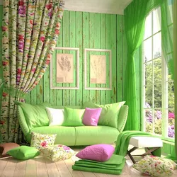 Pink Green Living Room Interior