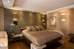 Venetian plaster in the bedroom interior photo