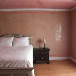 Venetian plaster in the bedroom interior photo