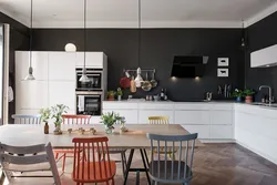 Kitchen with black walls design