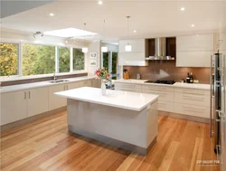 White kitchen design with island