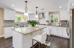 White Kitchen Design With Island