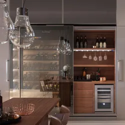 Wine cabinet in the kitchen interior photo