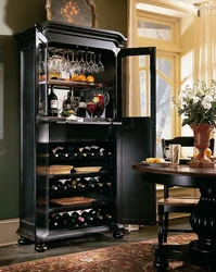 Wine cabinet in the kitchen interior photo