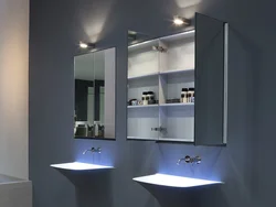 Mirror cabinet in the bathroom photo
