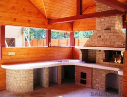 Summer kitchens made of bricks photo