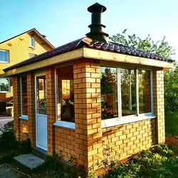 Summer kitchens made of bricks photo