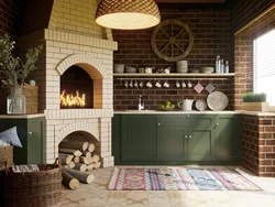 Summer kitchens made of bricks photo
