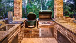 Summer kitchens made of bricks photo