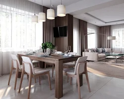 Kitchen living room with large table photo