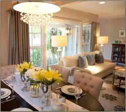 Kitchen living room with large table photo