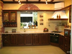 Kitchen design with corner hood