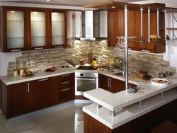 Kitchen design with corner hood