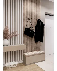 Hallway slats with hooks photo