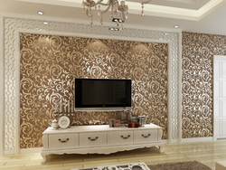Highlight a wall in the living room with wallpaper photo