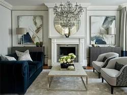 Fireplace in the neoclassical interior of the living room