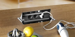 Built-in sockets for the kitchen in the countertop photo