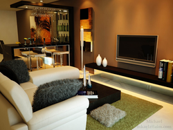 Living room design with bar