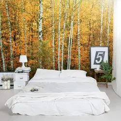 Wallpaper Forest In The Bedroom Interior Photo