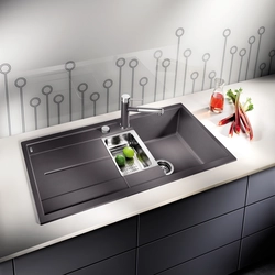 Kitchen with metal sink photo