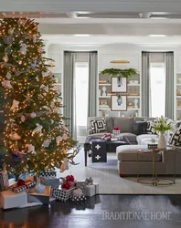 Living Room Design With Christmas Tree