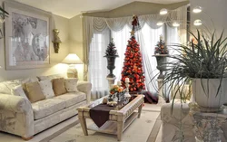 Living room design with Christmas tree