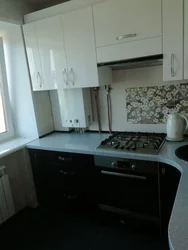 Kitchen In Khrushchev With A Stove And A Refrigerator Design Photo Layout